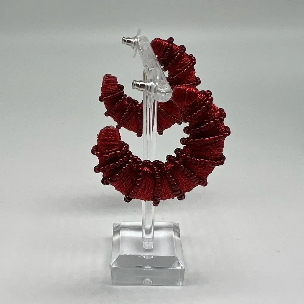 Red Beaded Earrings - Picture 2 of 5